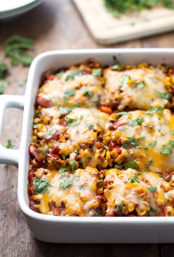 Healthy Mexican Casserole with Roasted Corn and Peppers Recipe - Pinch ...
