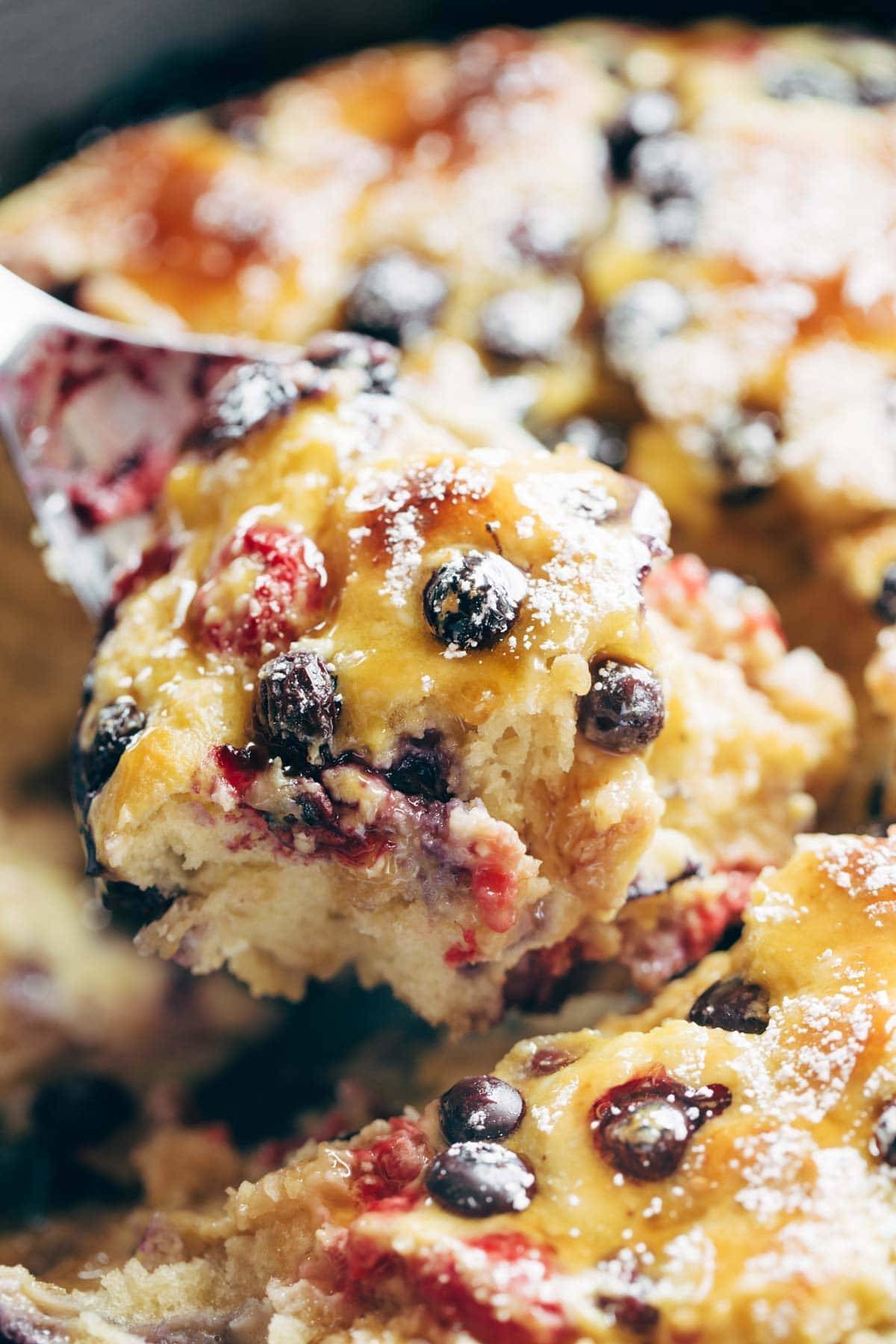 French Toast Casserole with ricotta, berries, and a SUPER EASY homemade dough. no canned biscuits, no cream cheese - just beautiful, easy, real food brunch! | pinchofyum.com