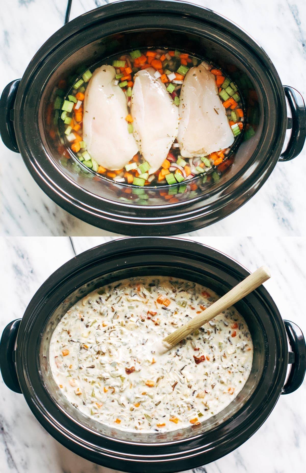 Slow Cooker Chicken Wild Rice Soup | pinchofyum.com