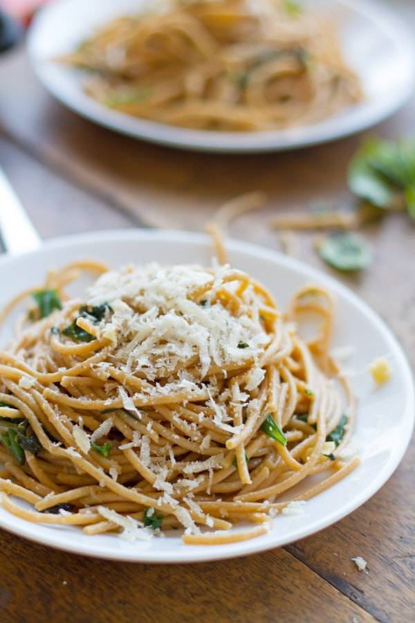Garlic Butter Spaghetti with Herbs Recipe - Pinch of Yum