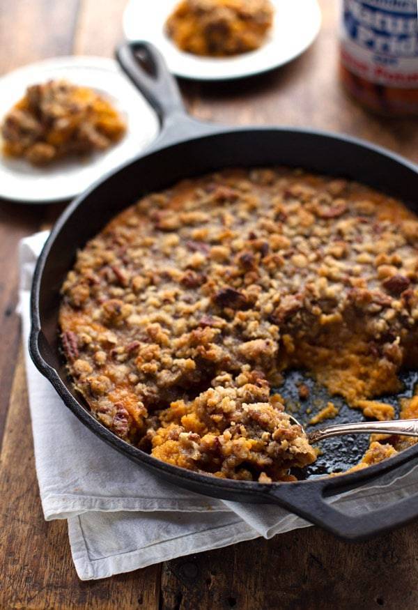 Super Easy Sweet Potato Casserole with Pecan Crumble - Pinch of Yum