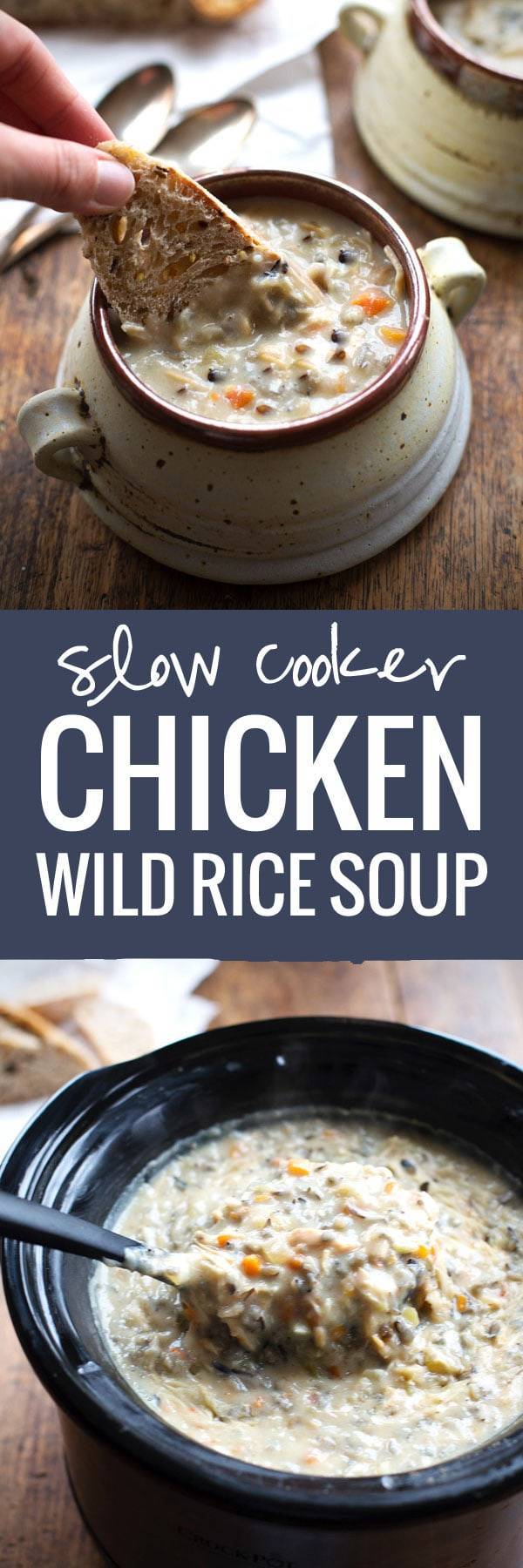 Crockpot Chicken Wild Rice Soup Recipe - Pinch of Yum