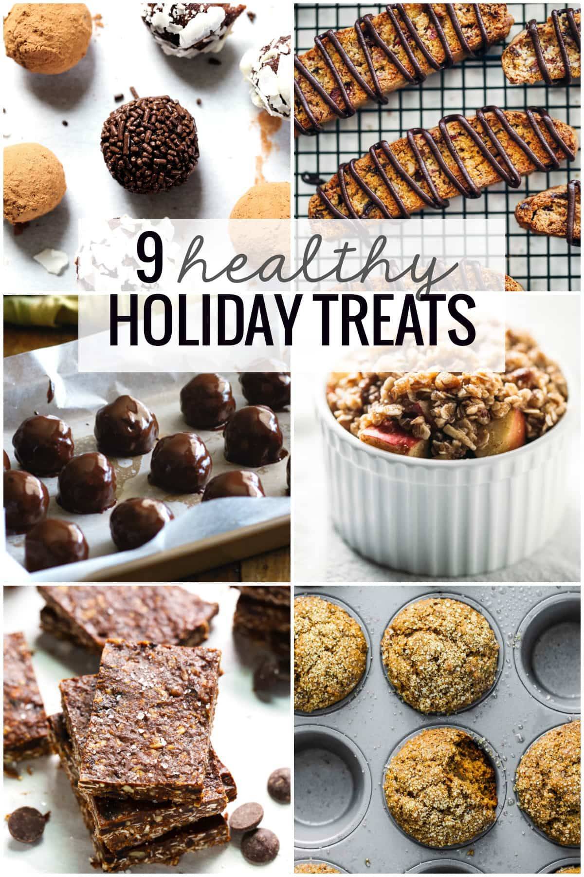These nine healthy holiday treats use less sugar, whole grains, and help you keep your healthy glow during the sweets season! | pinchofyum.com
