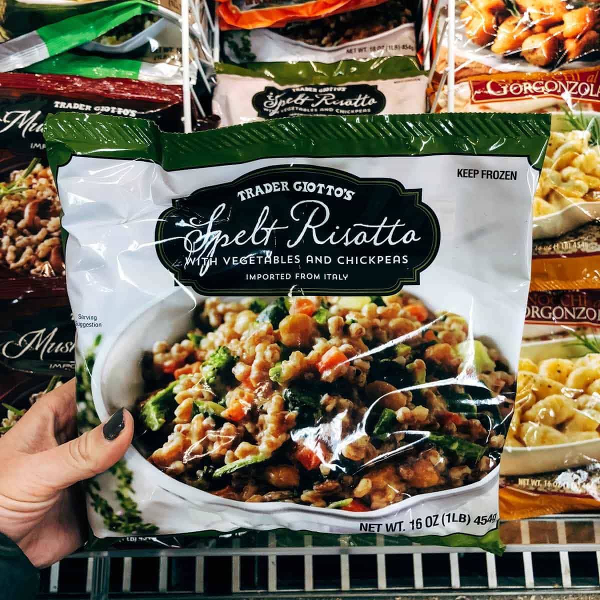 risotto with vegetables and chickpeas in a bag